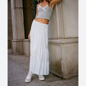 Brandy Melville White maxi tiered skirt one size fully lined excellent condition